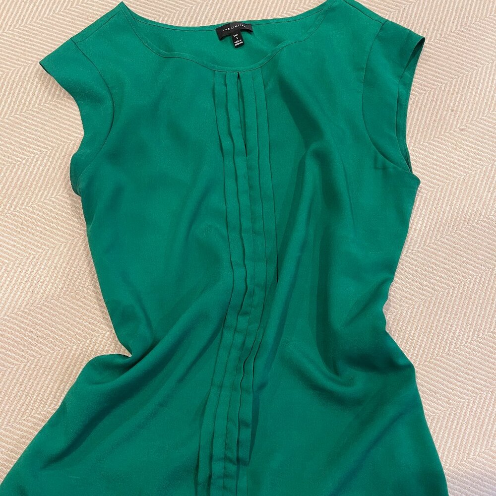 The Limited Pleated Front Keyhole Blouse, Green, Size S